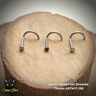 REP Nostril Colita Titanio ASTM F-136 - Bezel Set Zirconia (0,8mm;7x5mm) (20G)