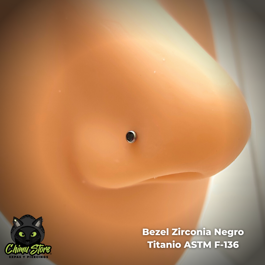 REP Nostril Colita Titanio ASTM F-136 - Bezel Set Zirconia (0,8mm;7x5mm) (20G)