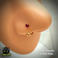Nostril Circular Barbell Acero Inoxidable - Prong Cristal y Bolita (0,8mm;8mm) (20G)