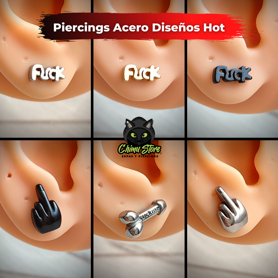Piercing Acero Inoxidable - Diseños Hot (1,2mm;6mm) (16G)