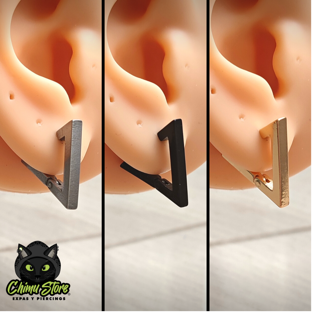 Piercing Lobulo Acero Inoxidable - Triangulo Colores (1mm;11mm)