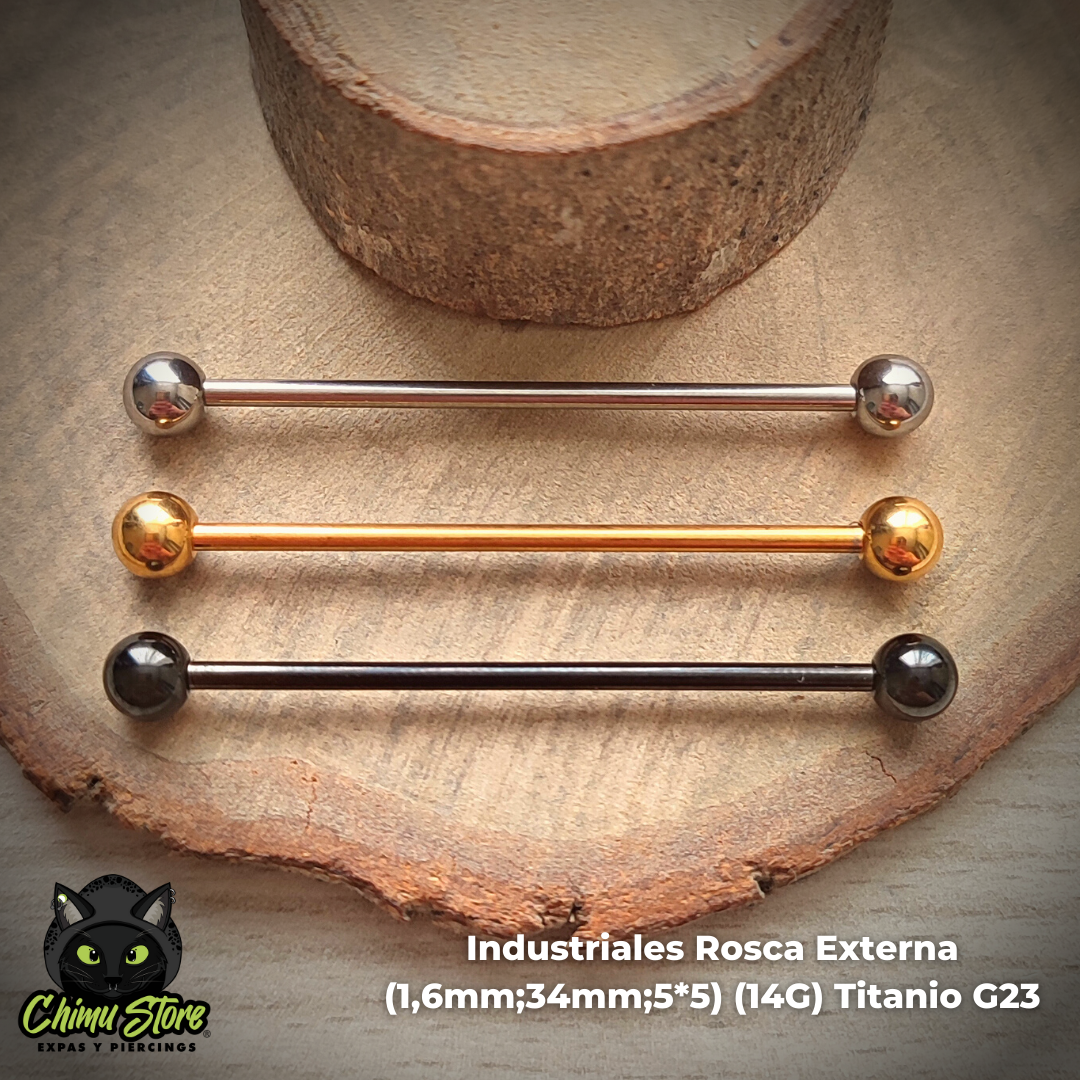 Industrial Barbell Titanio G23 - Bolitas (1,6mm;38mm;5x5) (14G)