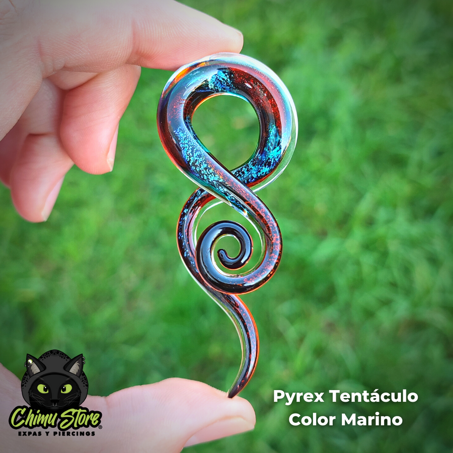 Expansor Pyrex - Tentáculo Color Marino (7,5mm y 12mm)