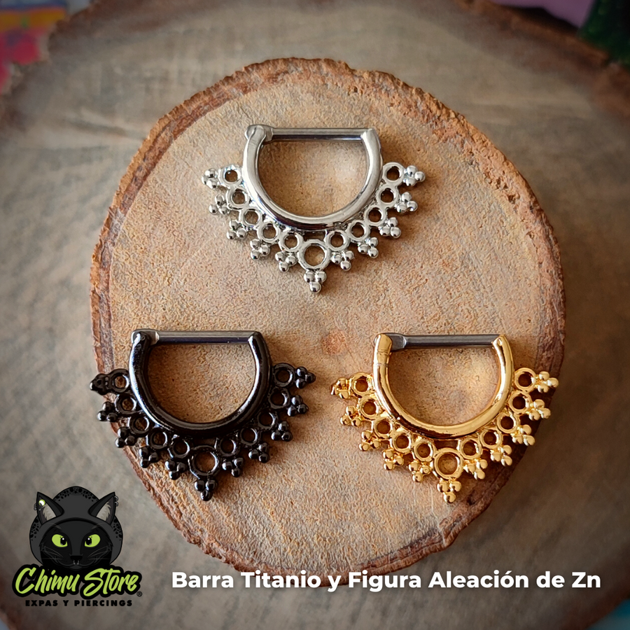 Septum Barra de Titanio G23 - Tribal Muchos Circulitos (1,2mm;16G)