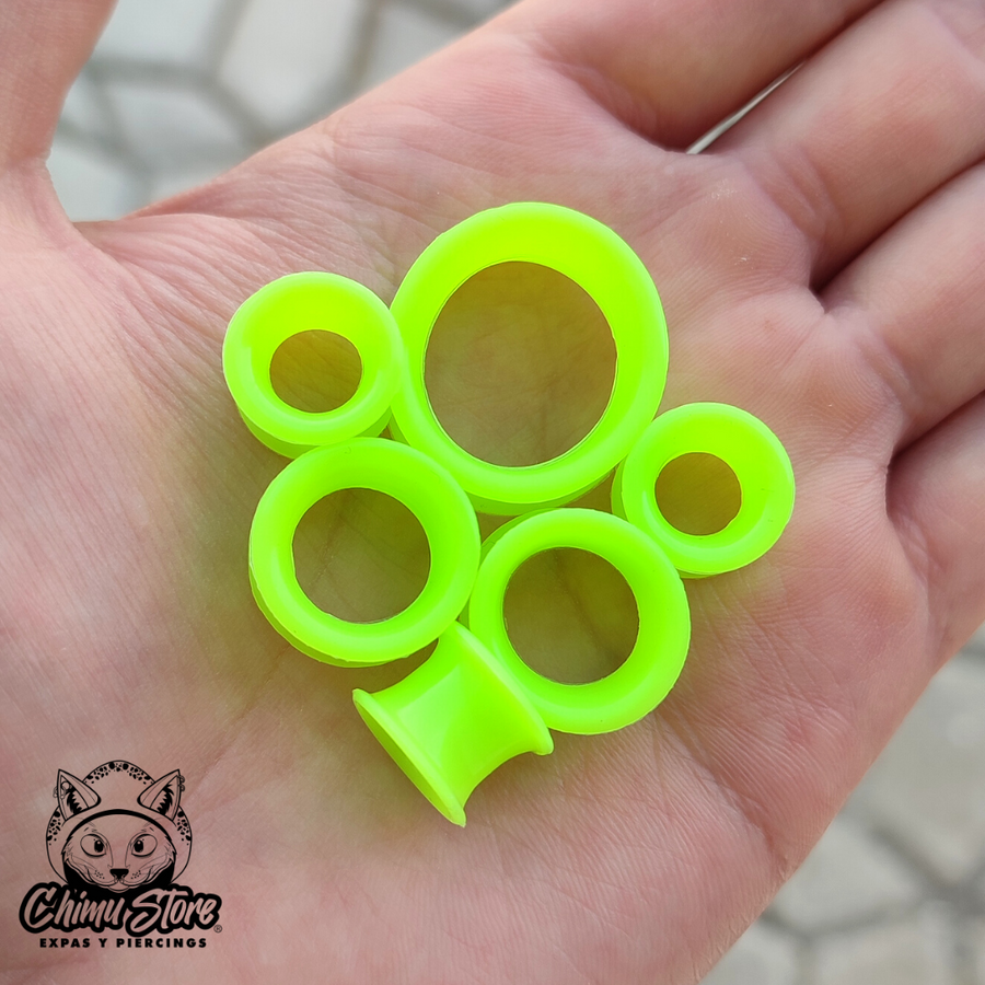 Expansiones Silicona Blanda - Modelo ZSJ Color Verde Neon (6mm a 25mm)